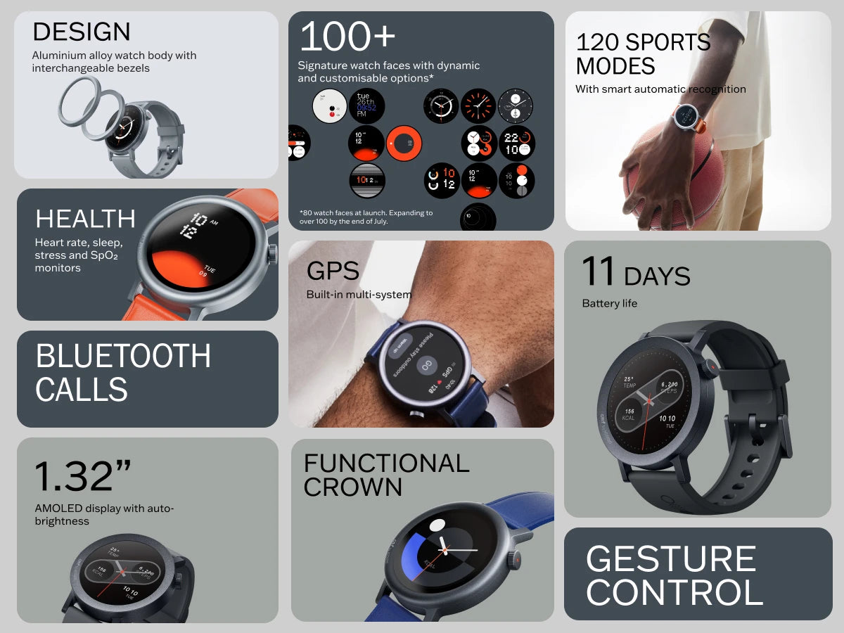 CMF Watch Pro 2 Sensoren für Herzfrequenz, Blutsauerstoff und Schlafüberwachung