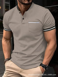 Herren Poloshirt Kurzarm | Stehkragen, Patchwork, atmungsaktiv