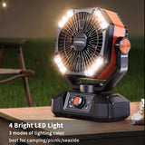 Camping-Ventilator mit Akku & LED-Licht | Tragbar für Outdoor & Zelt