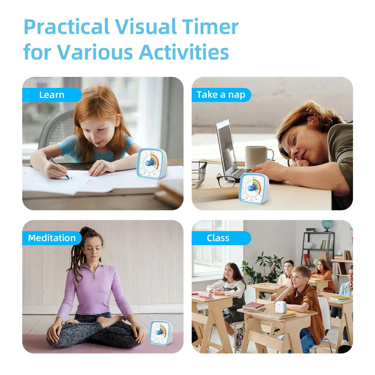 Visueller 60-Minuten-Countdown-Timer mit Nachtlicht und Zahlenanzeige