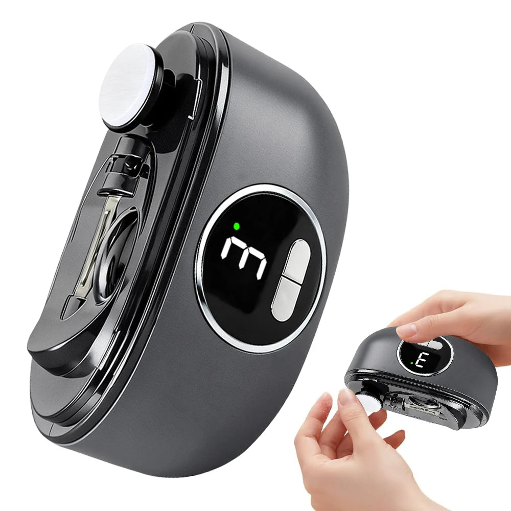 Elektrischer Nagelknipser mit LED-Licht, 3 Geschwindigkeitsstufen, USB-aufladbar, Doppelklinge für Babys, Kinder & Erwachsene