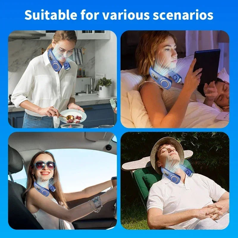 Wiederaufladbarer Nackenventilator – 5 Geschwindigkeiten & LED-Beleuchtung