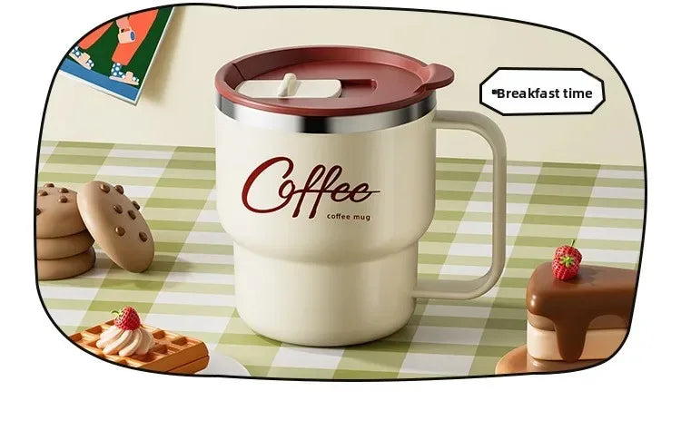 Edelstahl Kaffeebecher Doppelwandig mit Griff 